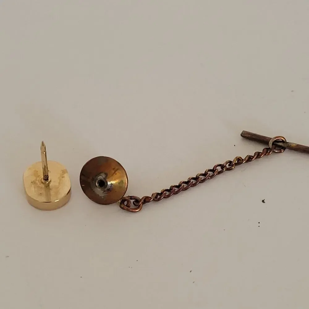 Givenchy Tie Necktie Pin Clasp Gold silver Tone Logo Oval Vintage Small Logo‎